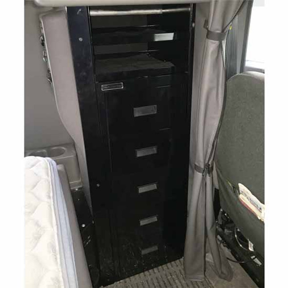 Gloss Black 5 Drawer Sleeper Storage System W/O Table Top For Peterbilt 379, 386 & 389 Driver Side