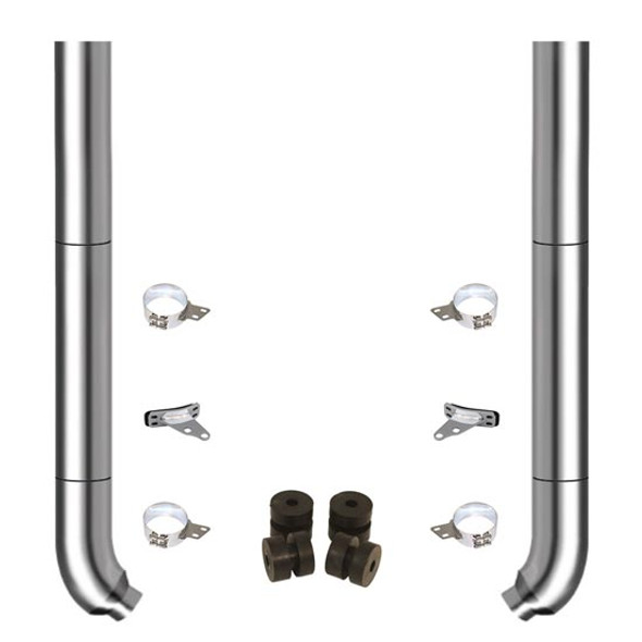 TPHD 7-5 X 114 Inch Chrome Exhaust Kit W/ Flat Top Stacks & OE Style Elbows For Peterbilt 378, 379