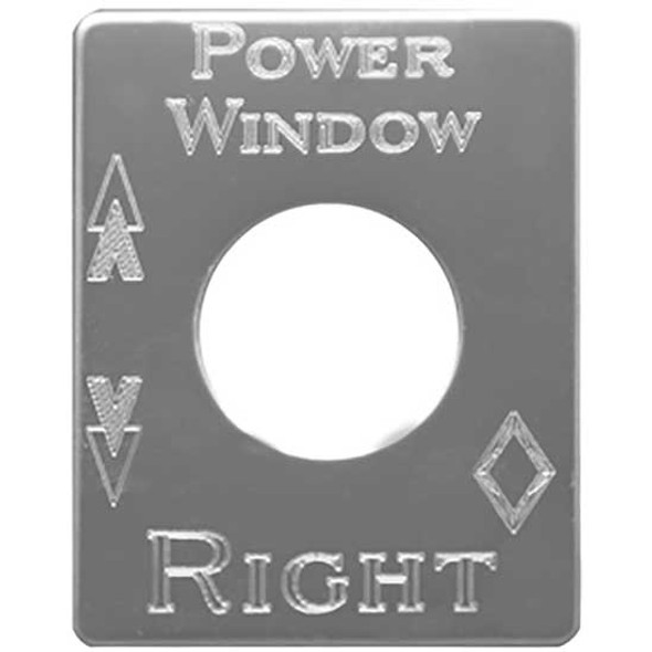 Rockwood Stainless Steel Power Window Right Switch ID Plate For Kenworth