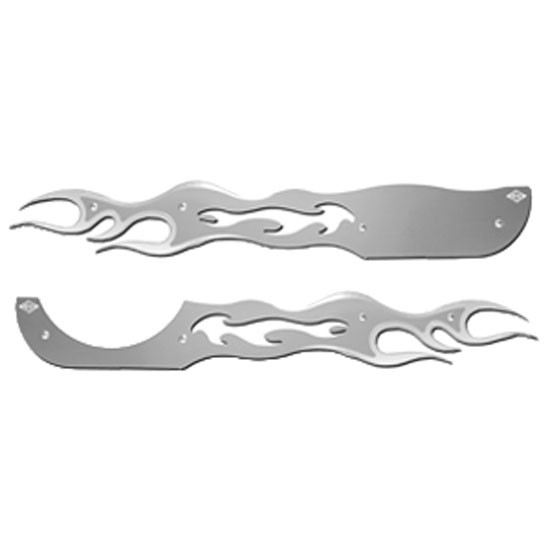 Rockwood Stainless Steel Lower Door Kick Panel - Flames For Peterbilt 359, 375, 377, 378, 379