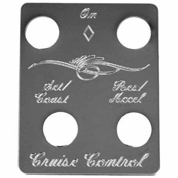 Rockwood Stainless Steel Cruise Control Switch ID Plate W/ 4 Openings For Peterbilt