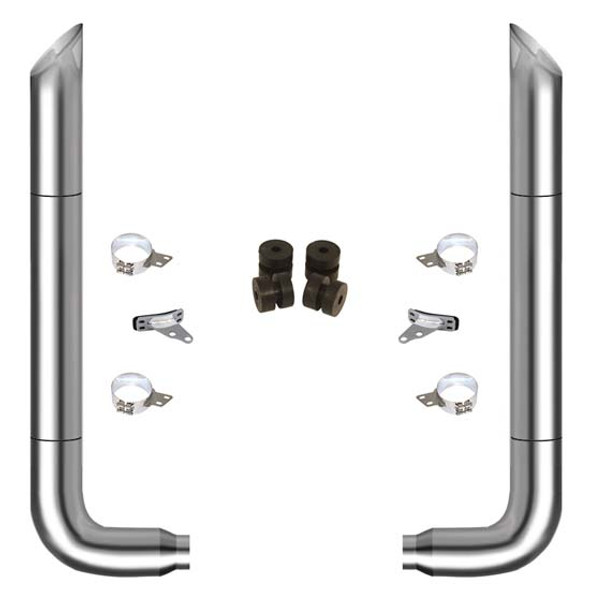 TPHD 7-5 X 108 Inch Chrome Exhaust Kit With Miter Stacks, Long 90s, 52 In. Spool  For Peterbilt 378, 379