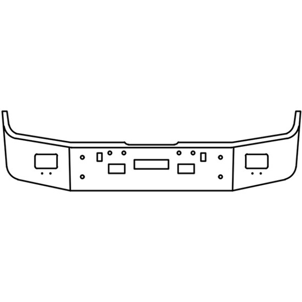 12 Inch Chrome Wrap Around SBA Bumper With Fog, Step, Center & Outer Tow And Vent Holes For Freightliner FLD