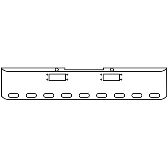 18 Inch Chrome Texas Rolled End Bumper W/ Tow & 9 Oval Light Holes For Peterbilt 352 & 359
