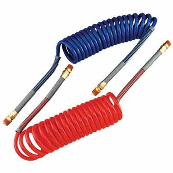 TPHD Nylon 15 Foot Red/Blue Air Hose Set With 12 Inch Leads W/ Glad Hands, Grips & Spring