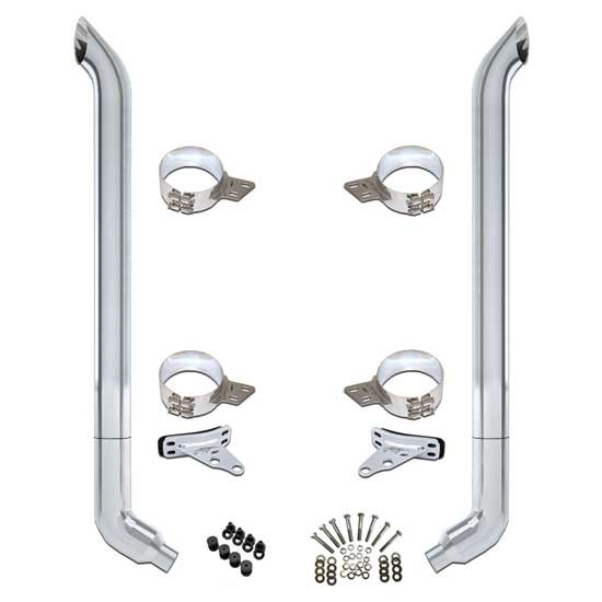 Vendetta 7 X 108 Inch Chrome Exhaust Kit W/ West Coast Turnout Stacks & OE Style Elbows For Peterbilt