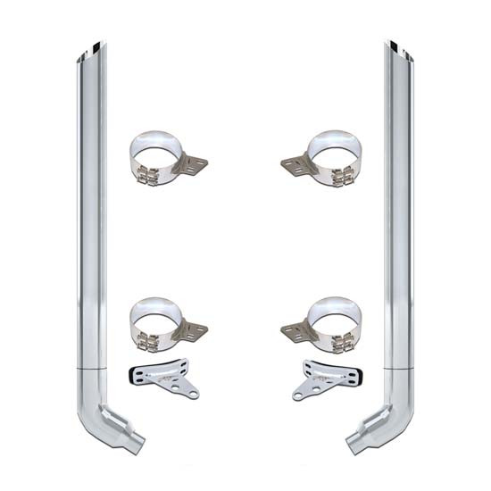Vendetta 7-5 X 120 Inch Chrome Exhaust Kit W/ Miter Stacks & OE Style Elbows For Peterbilt