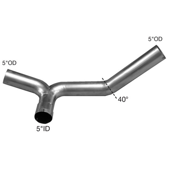BESTfit 5 Inch Aluminized Y-Pipe Exhaust W/ 5 Inch ID Inlet, Replaces 14-13055 For Peterbilt