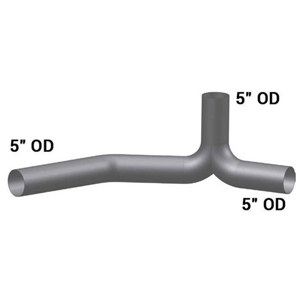 BESTfit 5 Inch Aluminized Y-Pipe Exhaust W/5 Inch O.D. Inlet Replaces 14-15353-0150 For Peterbilt