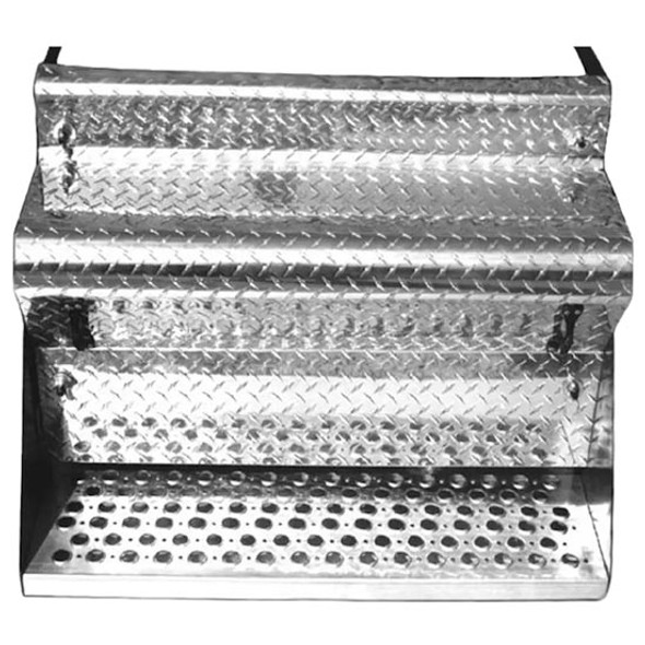 BESTfit Battery Box, 45 Inch W/ Diamond Plate Cover & Lower Step For Kenworth W900B, W900L 2004-Older