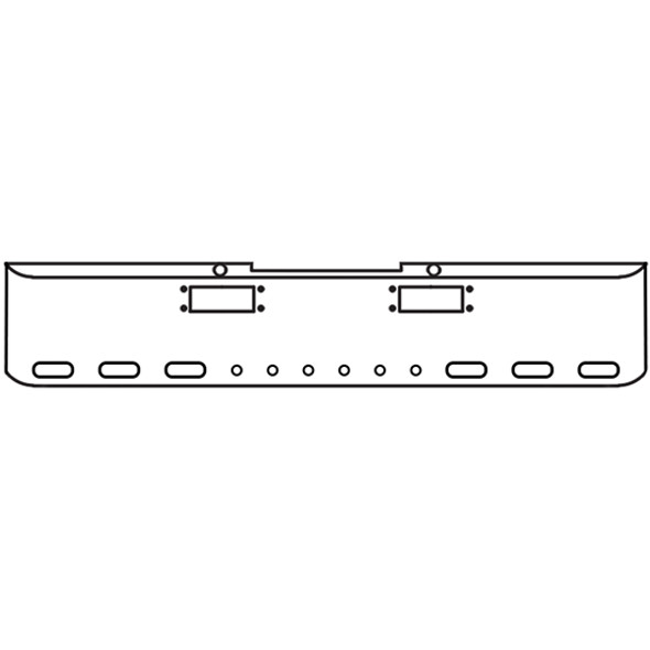 20 Inch Chrome Rolled End American Eagle Bumper W/ Tow, 6 Oval & 6 - 2 Inch Light Holes For Peterbilt 352 & 359