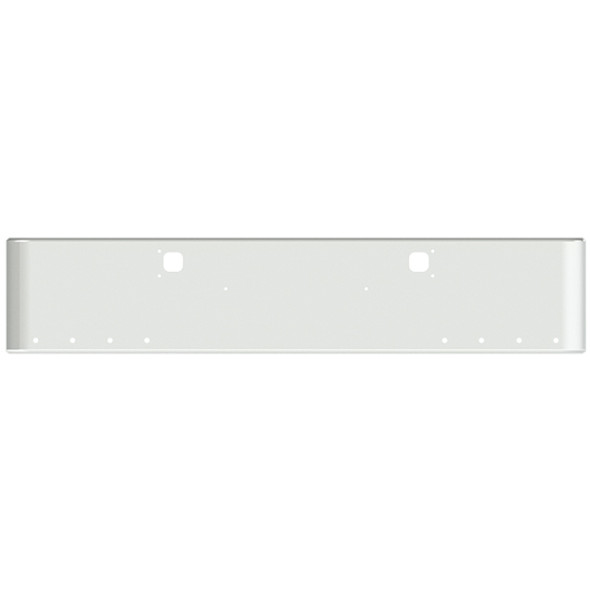 18 Inch Chrome Steel Texas Square Rolled End Bumper W/ Mounting & Tow/Hitch Holes 8 - 3/4 Inch Light Holes For Kenworth W900L 1982-2010