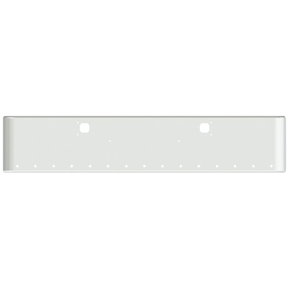 18 Inch Chrome Steel Texas Square Rolled End Bumper W/ Mounting & Tow/Hitch Holes 15 - 3/4 Inch Light Holes For Kenworth W900L 1982-2010