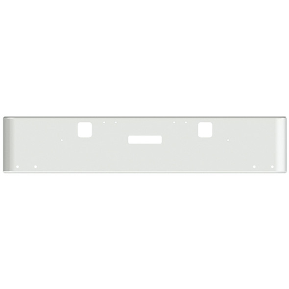 18 Inch Chrome Steel Texas Square Rolled End Bumper W/ Mounting, Standard Step & Tow/Hitch Holes 4 - 3/4 Inch Light Holes For Freightliner Classic 2002-2007