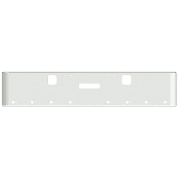 18 Inch Chrome Steel Texas Square Rolled End Bumper W/ Mounting, Standard Step & Tow/Hitch Holes 11 M1 Millennium Light Holes For Freightliner Classic 2002-2007