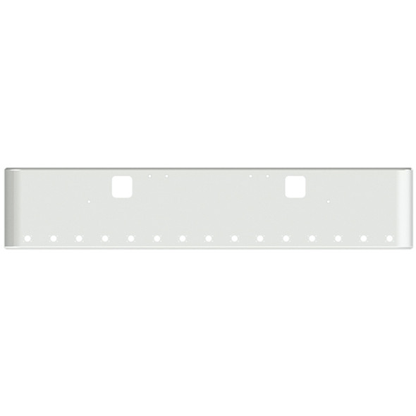 18 Inch Chrome Steel Texas Square Rolled End Bumper W/ Mounting & Standard Step Holes 15 M3 Or P3 Light Holes For Freightliner Classic 2002-2007
