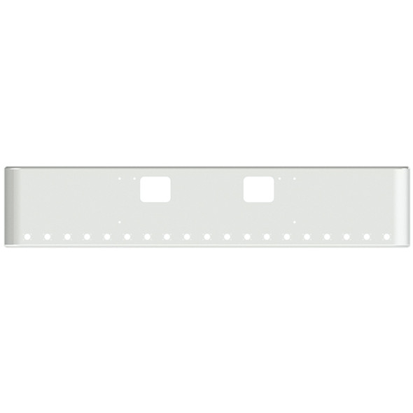 18 Inch Chrome Steel Texas Square Rolled End Bumper W/ Mounting & Standard Step Holes 19 M3 Or P3 Light Holes For Freightliner FLD Classic XL 2008-2010