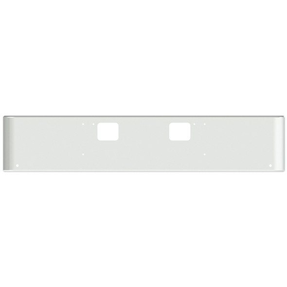 18 Inch Chrome Steel Texas Square Rolled End Bumper W/ Mounting & Standard Step Holes 2 - 3/4 Inch Light Holes For Freightliner FLD Classic XL 2008-2010