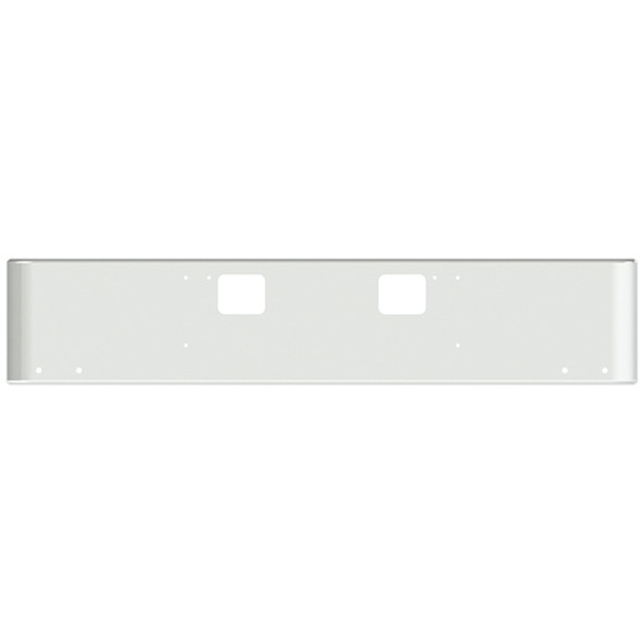 18 Inch Chrome Steel Texas Square Rolled End Bumper W/ Mounting & Standard Step Holes 4 - 3/4 Inch Light Holes For Freightliner FLD Classic XL 2008-2010