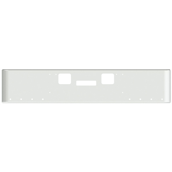 18 Inch Chrome Steel Texas Square Rolled End Bumper W/ Mounting, Standard Step & Tow/Hitch Holes 8 - 3/4 Inch Light Holes For Freightliner FLD Classic XL 2008-2010