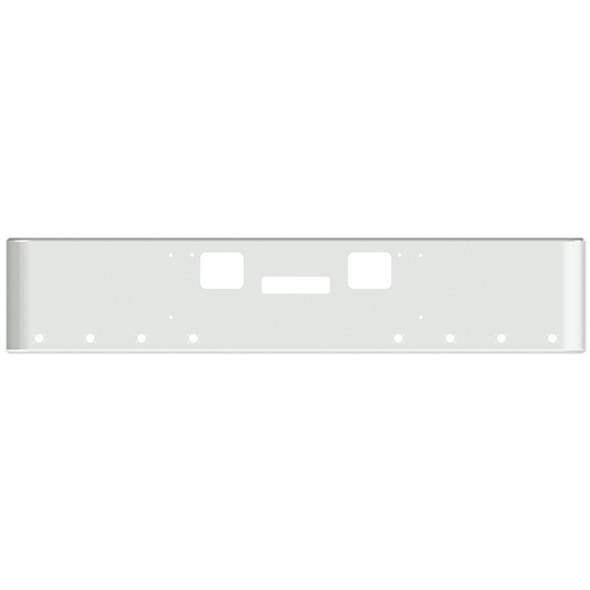 18 Inch Chrome Steel Texas Square Rolled End Bumper W/ Mounting, Standard Step & Tow/Hitch Holes 8 M3 Or P3 Light Holes For Freightliner FLD Classic XL 2008-2010