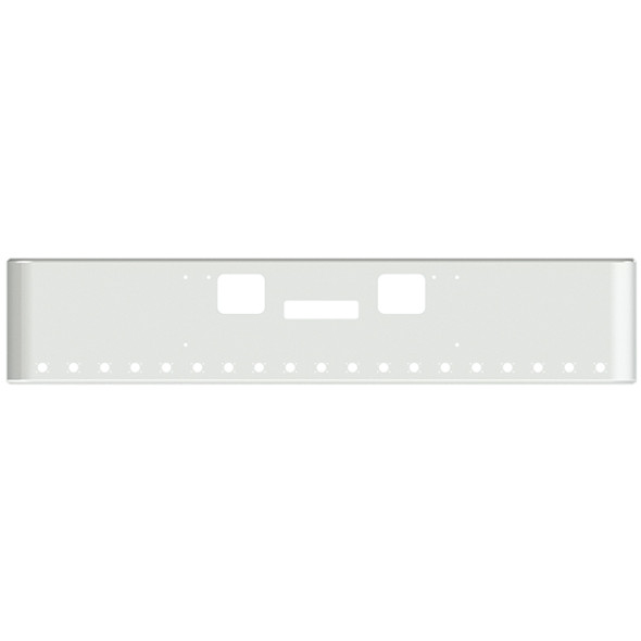 18 Inch Chrome Steel Texas Square Rolled End Bumper W/ Mounting, Standard Step & Tow/Hitch Holes 19 M3 Or P3 Light Holes For Freightliner FLD Classic XL 2008-2010