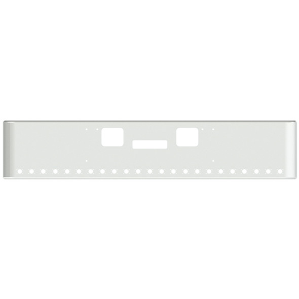 18 Inch Chrome Steel Texas Square Rolled End Bumper W/ Mounting, Standard Step & Tow/Hitch Holes 23 M3 Or P3 Light Holes For Freightliner FLD Classic XL 2008-2010
