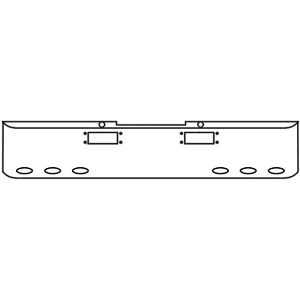 18 Inch Chrome Steel Texas Square Rolled End Bumper W/ Mounting & Tow/Hitch Holes 6 M1 Millennium Light Holes For Peterbilt 359 1967-1986 / 352 Cabover 1967-1980