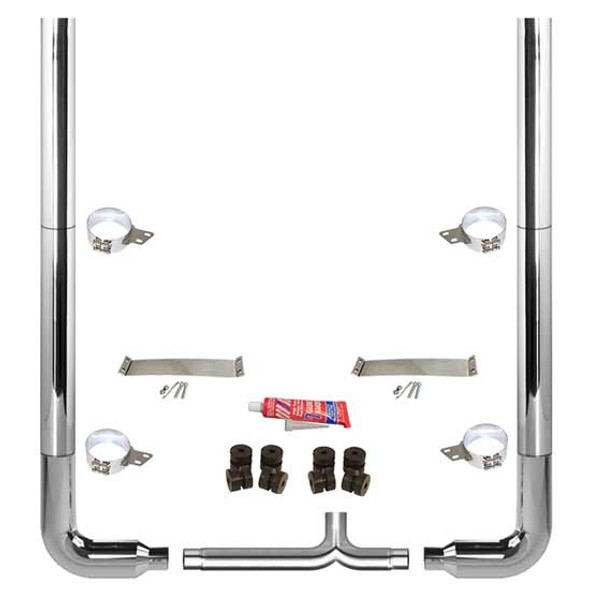 BESTfit 6-5 X 108 Inch Chrome Exhaust Kit W/ Flat Top Stacks, Long 90S & 5 Inch Taper Lock T