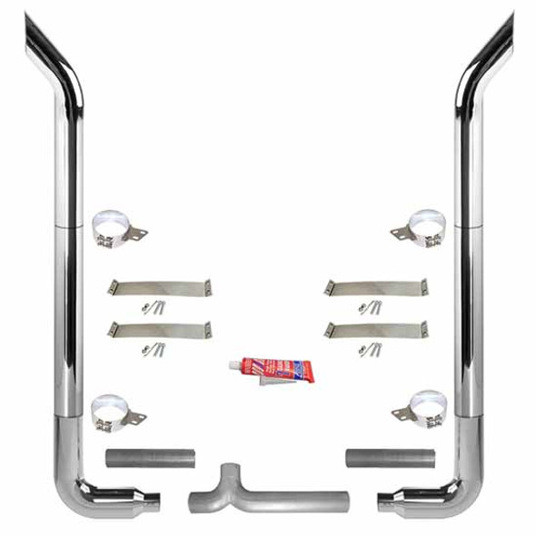 BESTfit 6-5 X 114 Inch Chrome Exhaust Kit W/ Bull Hauler Stacks & OE Style Elbows