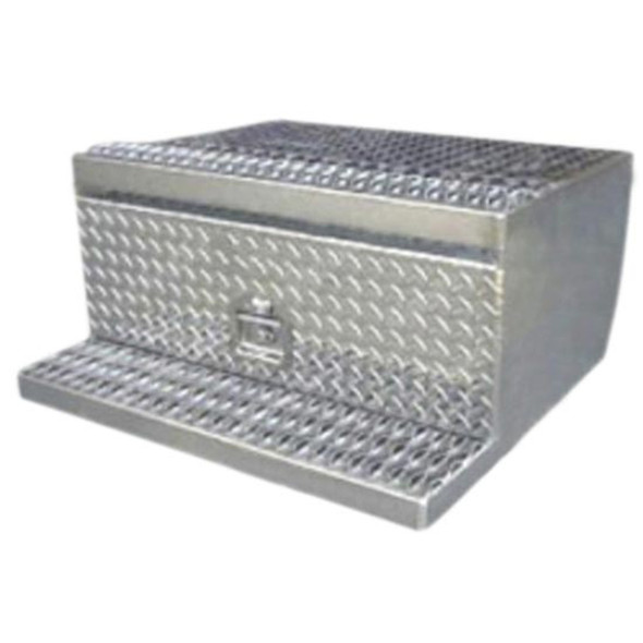 CSM Aluminum Diamond Plate Toolbox, 30 x 30 x 15 Inch W/ Perforated Steps For Peterbilt 359, 377, 378, 379, 389, 389 Glider