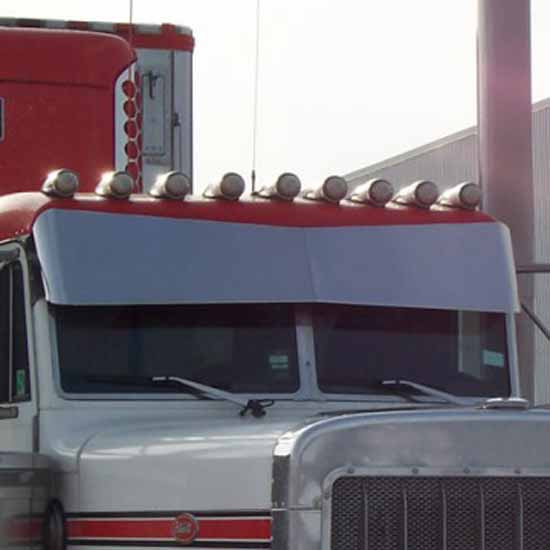 12 X 9 Inch Stainless Steel Forward Bowtie Drop Visor For Peterbilt 359 Flat Top