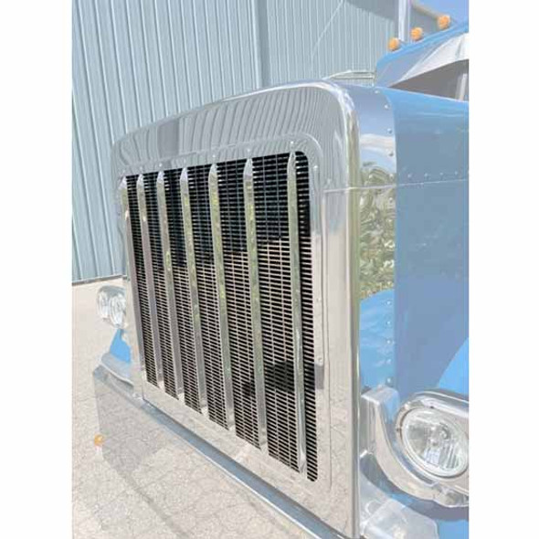 Stainless Steel Punched Grille W/ Rectangle Holes For Peterbilt 389