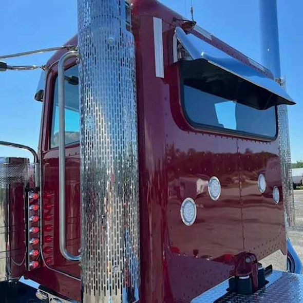 Stainless Steel Rear Window Visor W/ 10 Inch Drop For Factory Day Cab Peterbilt