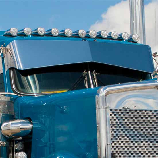 Aluminum Reverse Bowtie Drop Visor, 13 x 9 Inch W/ Blind Mount For Kenworth T600, T660, T800, W900B, W900L