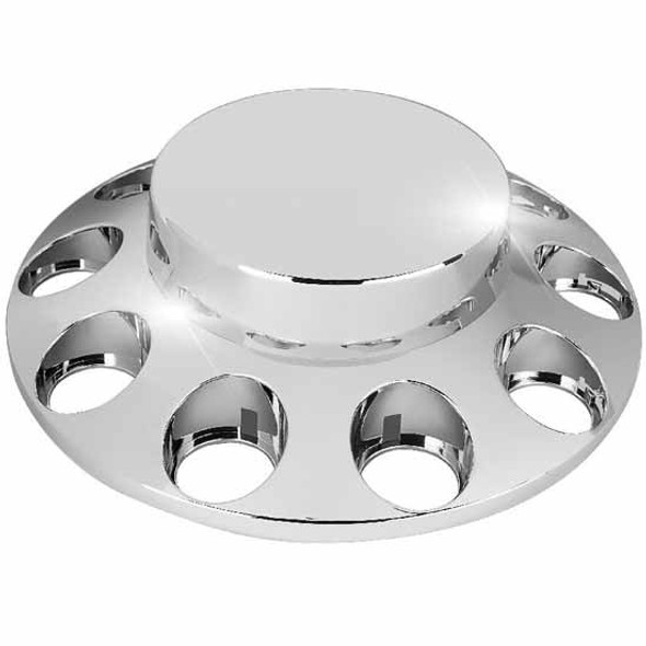 Mirror-Shine Chrome ABS Plastic Flat Top Front Axle Covers Kit For 22.5, 24.5 Inch Wheels