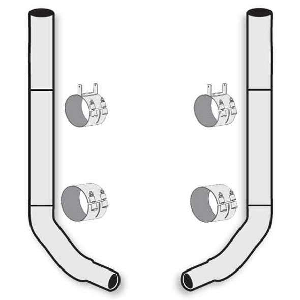 American Eagle 8 X 114 Inch SS Flat Top Exhaust Kit W/ Below The Frame Multibend Elbows For Kenworth Aerocab