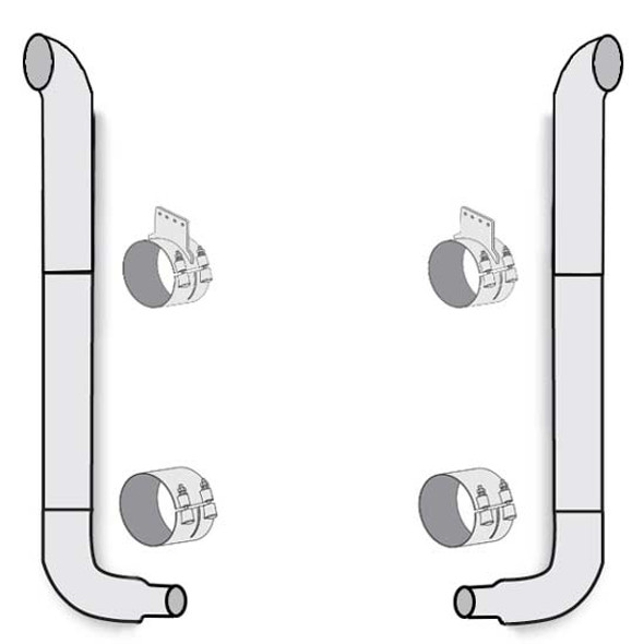 American Eagle 8 X 114 Inch SS Curve-45 Turn Out Exhaust Kit W/ Above Frame 90 Degree Elbows For Kenworth Non Aerocab
