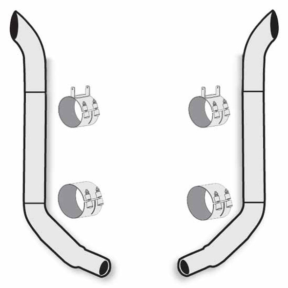 American Eagle 8 X 114 Inch SS West Coast-30 Turn Out Exhaust Kit W/ Below The Frame Multibend Elbows For Kenworth Aerocab