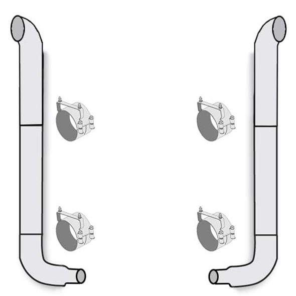 American Eagle 7 X 114 Inch SS Curve-45 Turn Out Exhaust Kit W/ Above Frame 90 Degree Elbows For Freightliner Classic, FLD