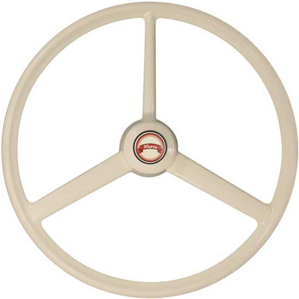 20 Inch 3 Spoke Retro Bone Old-School Steering Wheel