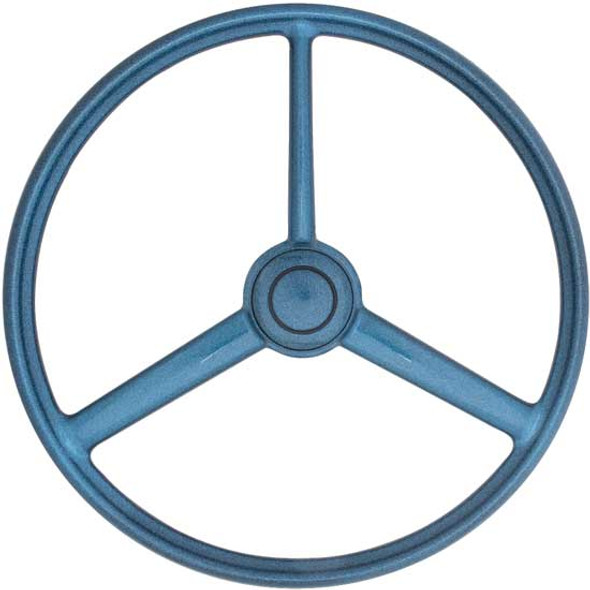 20 Inch 3 Spoke Painted Blue Sparkle Poly Steering Wheel With Matching Retro Horn Button