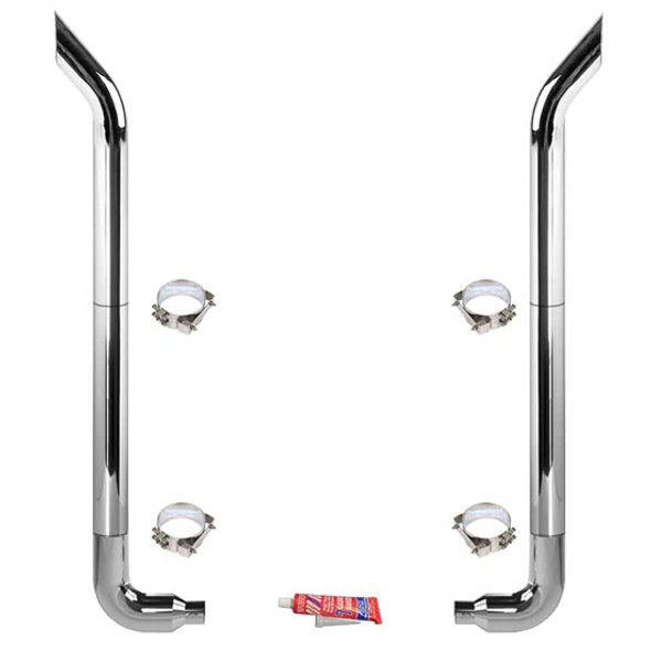 BESTfit 6-5 X 96 Inch Chrome Exhaust Kit With Bull Hauler Stacks For Freightliner Classic & FLD