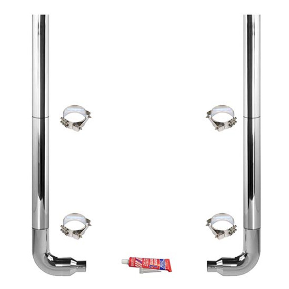 BESTfit 8-5 X 96 Inch Chrome Exhaust Kit With Flat Top Stacks For Freightliner Classic & FLD