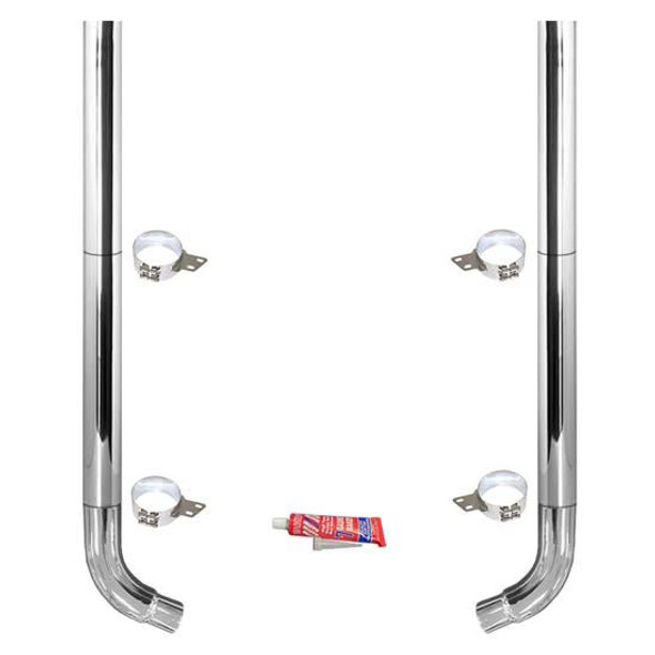 BESTfit 7-5 X 108 Inch Chrome Exhaust Kit W/ Flat Top Stacks & OE Style Elbows For Peterbilt 359 ,1967 - 1987