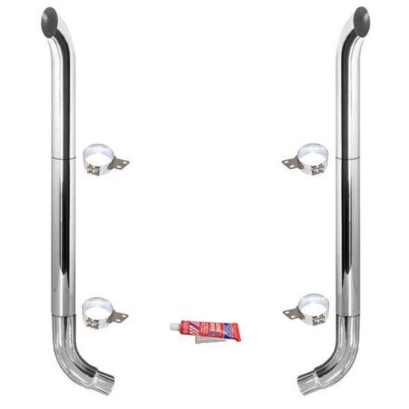 BESTfit 7-5 X 108 Inch Chrome Exhaust Kit W/ West Coast Turnout Stacks & OE Style Elbows For Peterbilt 359 ,1967 - 1987