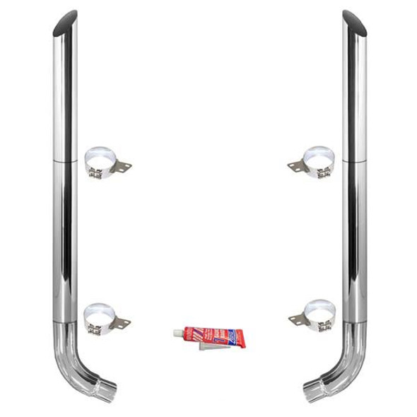 BESTfit 7-5 X 96 Inch Chrome Exhaust Kit W/ Miter Stacks & OE Style Elbows For Peterbilt 359 ,1967 - 1987