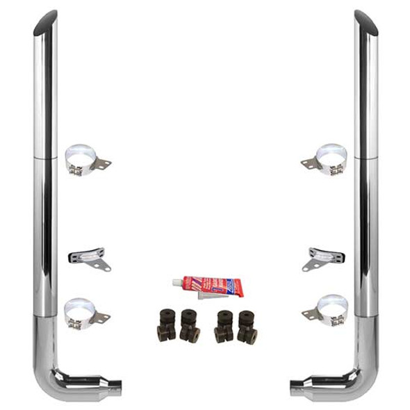 BESTfit 8-5 X 96 Inch Chrome Exhaust Kit W/ Miter Stacks & Long Drop Elbows