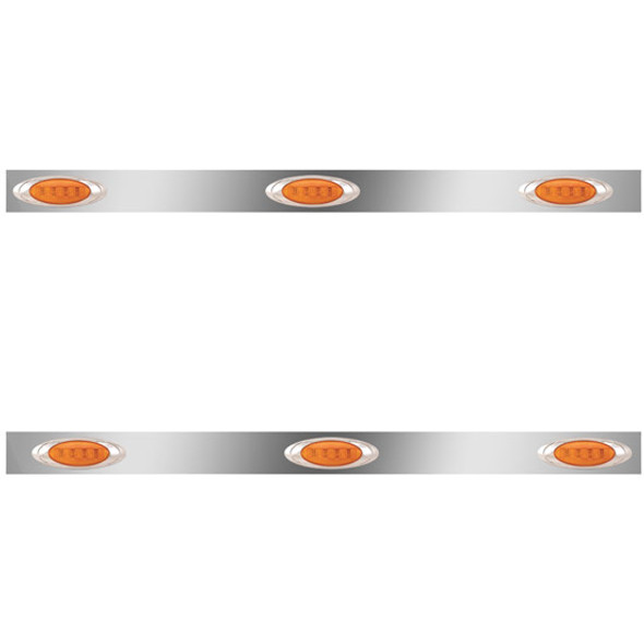 Stainless Steel Cab Panels W/ 6 P1 Amber/Amber LEDs For Freightliner Century, Columbia 1996-2011