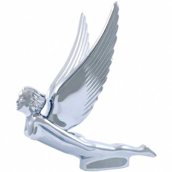 Chrome Flying Goddess Hood Ornament W/ Chrome Wings